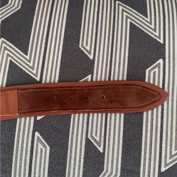 VTG Garfinckel’s Brown Leather Suede Double Flap Belt Size S/M - Picture 13 of 15
